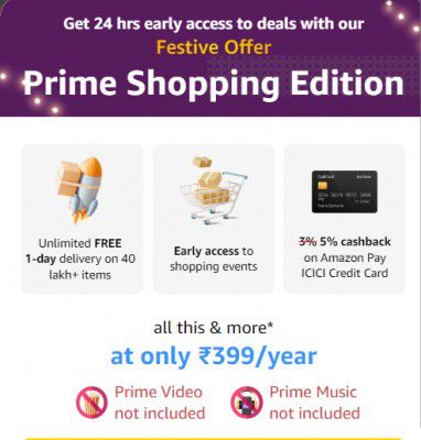 Amazon Prime Shopping Edition at ₹399 Per Year