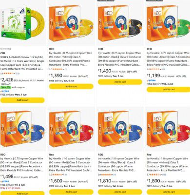 Amazon : Reo by Havells Wires | Starts At Rs.1199
