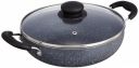 Amazon Solimo Non-Stick Kadai with Glass Lid | Granite Finish | Induction Base | 22 cm | Grey...