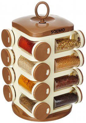 Amazon Solimo Plastic Revolving Spice Rack Set of 16 Pieces 