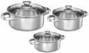 Amazon Solimo Set of 3 Stainless Steel Casseroles | Glass Lid...