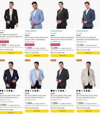 Amazon : Up to 70% OFF - SaintX Men's Blazers