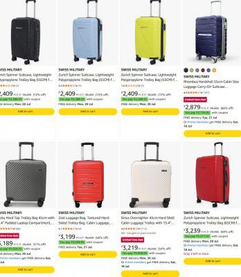 Amazon : Up to 72% OFF - Swiss Military Luggage Suitcases + Extra Coupon