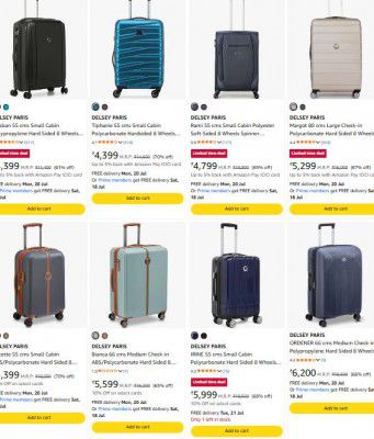 Amazon : Up to 74% OFF - Delsey Paris Luggage Bags