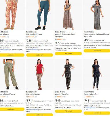 Amazon : Up to 78% OFF - Sweet Dreams Women Clothing