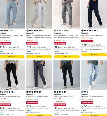 Amazon : Up to 85% OFF - Neostreak Mens Jeans 