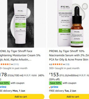 Amazon : Upto 34% OFF - Prowl by Tiger Shroff Personal Care Products + 50% Coupon