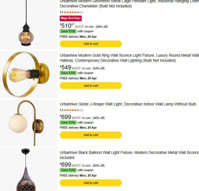 Amazon : Upto 75% OFF - Urbanhive Decore Item + Extra Upto Rs.250 Coupon