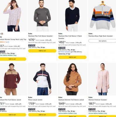 Amazon : Upto 82% OFF - Duke Jackets | Starts At Rs.247
