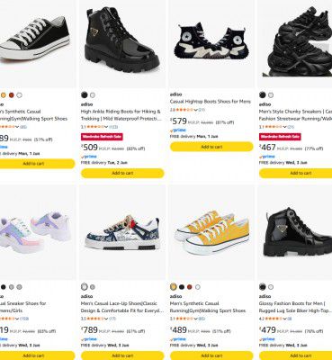 Amazon : Upto 84% OFF - Adiso Shoes