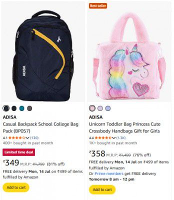 Amazon : Upto 86% Off On Adisa Backpack | Starts At ₹289
