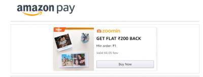Amazon Zoomin Loot : Pay Rs.1 & Get Rs.200 Cashback