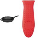AmazonBasics 12 Inch Cast Iron Skillet Pan + Silicone Hot Skillet Handle Cover Holder...