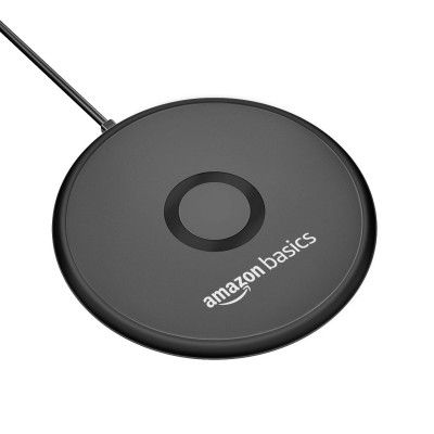 AmazonBasics 15W Qi-Certified Fast Wireless Charging Circular Pad | Compatible with iPhone 13/13 Pro/13 Mini/13 ProMax/12/11, Samsung Galaxy S21/S20/Note 10/Edge Note 20Ultra/S10, AirPods Pro - Black