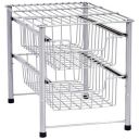 AmazonBasics 2-Tier Sliding Drawers Basket Storage Organizer, Silver, Stainless Steel, Pack of 1...
