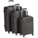 AmazonBasics 3 Piece ABS, PC Geometric Hard Shell Expandable Luggage Spinner Suitcase Set - Black...