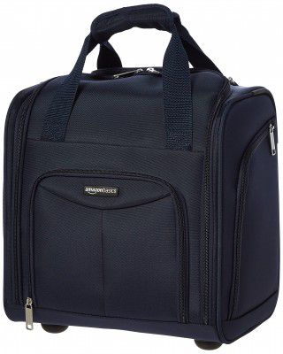 AmazonBasics 36 cm Navy Blue Quilted Underseat Cabin Softsided Trolley