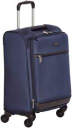 amazonbasics 46 ltrs carry on travel backpack navy AmazonBasics 46 cm Navy Blue Softsided Cabin Trolley