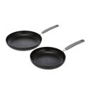 AmazonBasics Aluminium Hard Anodized Non-Stick 2-Piece Frying Pan Set, 24 cm and 28 cm, Grey...