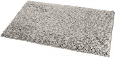 AmazonBasics Anti-Slip Microfiber Bathroom Mat - (Silver, Platinum, 21 x 34, Pack of 1)
