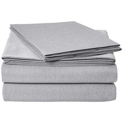 AmazonBasics Chambray Microfiber Polyester Bed Sheet Set with 2 pillow covers (Queen, Slate Grey )