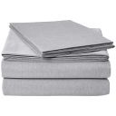 AmazonBasics Chambray Microfiber Polyester Bed Sheet Set with 2 pillow covers (Queen, Slate Grey )...