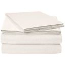 AmazonBasics Chambray Polyester Microfiber Plaid Bed Sheet Set - Queen, Soft Grey - with 2 pillow covers...