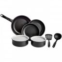 AmazonBasics Cookware Set with Lids and Removable Handle -10 Piece (Without Induction Base)...