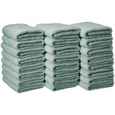 AmazonBasics Cotton Hand Towel - 448 GSM - Pack of 24, Seafoam Green