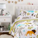 AmazonBasics Easy Care Super Soft Microfiber Kids Bed-in-a-Bag Bedding Set - Twin, Multi-Color Zoo Animals...