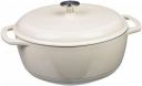 AmazonBasics Enameled Heavy Duty Cast Iron Dutch Oven / Cooking Pan with Lid- 5.7 Liters (5.92 Kg), White...