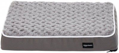 AmazonBasics Ergonomic Polyester Foam Pet Bed - 15 x 20 Inches, Grey, for Small Dogs, Puppies and Cats