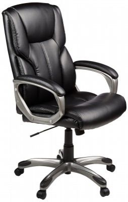 AmazonBasics Full Back Executive Chair (Black, Leather)