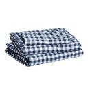 AmazonBasics Polyester Gingham Plaid Microfiber Sheet Set - Includes 1 Bedsheet, 1 Fitted Sheet with Elastic, 1 Pillow Cover, Single Large, Blue...