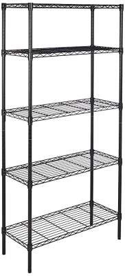 AmazonBasics Height Adjustable 5-Shelves Heavy Duty Rack - Black