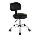AmazonBasics Height Adjustable Office/Bar/Kitchen Stool with Back Cushion in Black (Leather Upholstery)...