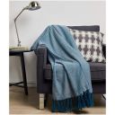 AmazonBasics Polyester & Acrylic Herringbone Knitted Fringed Throw Blanket - 60 x 80 Inches, Teal, Pack of 1...