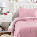 AmazonBasics Kids Comforter Set - Soft, Easy-Wash Microfiber - Twin, Light Pink...