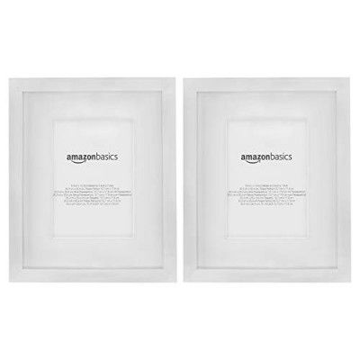 amazon basics Matted Photo Frame with Stand, Set of 2 | 8' x 10' matted to 5' x 7', Nickel