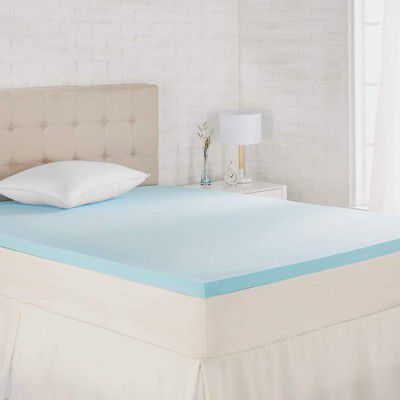 AmazonBasics Cooling Gel-Infused Memory Foam Mattress Topper - Ventilated, CertiPUR-US Certified Foam, 5.08 cm - Single, Blue