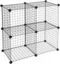 AmazonBasics Metallic Powder Coated 4 Cube Wire Storage Shelves (Black)...