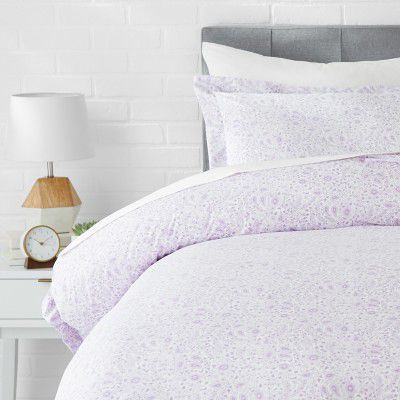 AmazonBasics Microfiber 2-Piece Duvet Cover Set - Single (66x90-inch), Lavender Paisley - with Pillow Cover