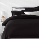 amazon basics Polyester Microfiber Quilt Cover Set with 2 Pillow Covers (Black, 3-Pieces Queen Size)...