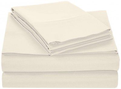AmazonBasics Microfiber Sheet Set - (Includes 1 bedsheet, 1 Fitted Sheet with Elastic, 2 Pillow Covers) King, Beige
