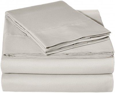 AmazonBasics Microfiber Sheet Set - (Includes 1 bedsheet, 1 Fitted Sheet with Elastic, 2 Pillow Covers) King, Light Grey