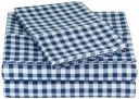 AmazonBasics Microfiber Sheet Set - (Includes 1 bedsheet, 1 Fitted Sheet with Elastic, 2 Pillow Covers,Blue) King, Gingham Plaid...