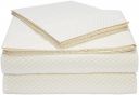 AmazonBasics Microfiber Sheet Set - (Includes 1 bedsheet, 1 Fitted Sheet with Elastic, 2 Pillow Covers) King, Yellow Scallop...