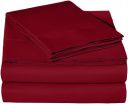 AmazonBasics Microfiber Sheet Set - (Includes 1 bedsheet, 1 Fitted Sheet with Elastic, 2 Pillow Covers) King, Burgundy...