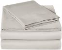 AmazonBasics Microfiber Sheet Set - (Includes 1 bedsheet, 1 Fitted Sheet with Elastic, 2 Pillow Covers) King, Light Grey...