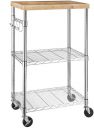 AmazonBasics Microwave Cart on Wheels, Wood/Chrome...